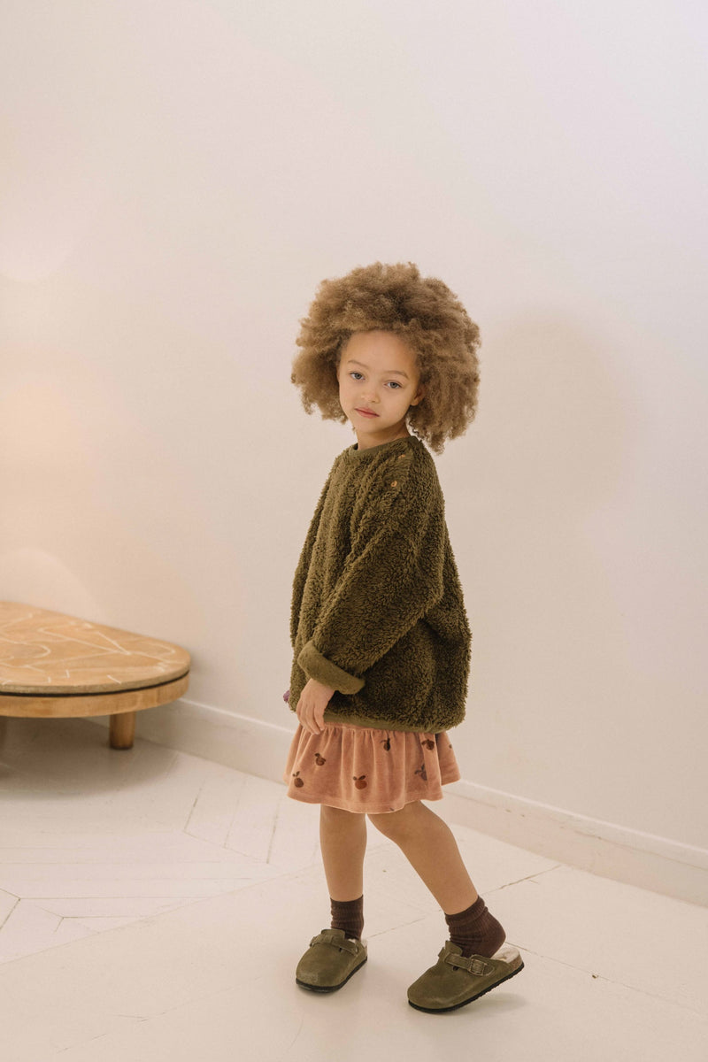 Falda Samba Terciopelo Rosa Manzana