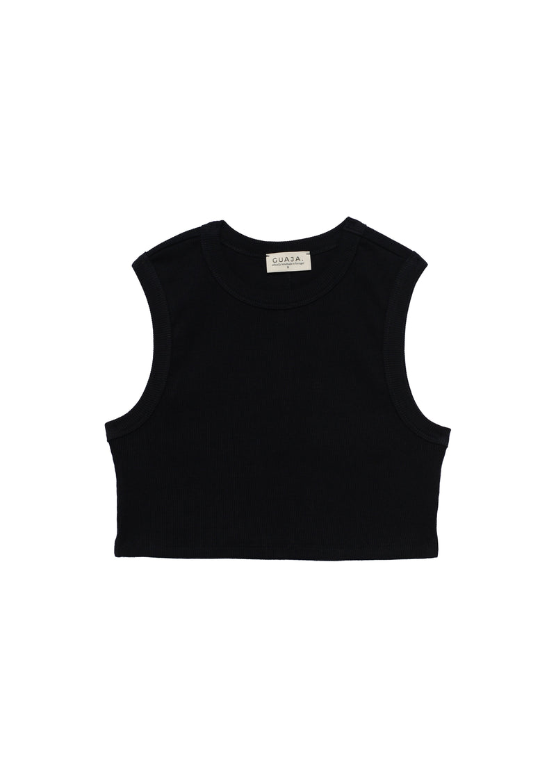 Top Kurt High-Neck Cropped Tank - Black