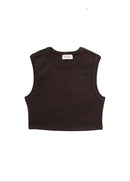 Top Kurt High-Neck Cropped Tank - Brown