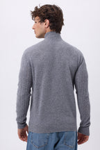 Jersey de cuello alto grande con cremallera y trenzas Dulce - Gris oscuro - Hombre