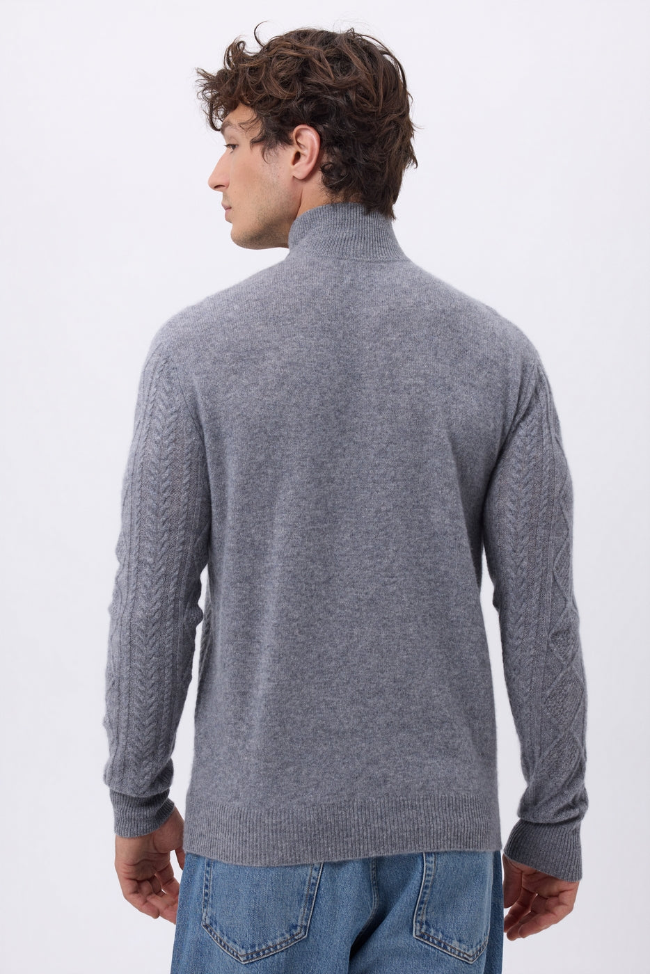 Jersey de cuello alto grande con cremallera y trenzas Dulce - Gris oscuro - Hombre