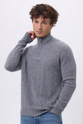Jersey de cuello alto grande con cremallera y trenzas Dulce - Gris oscuro - Hombre