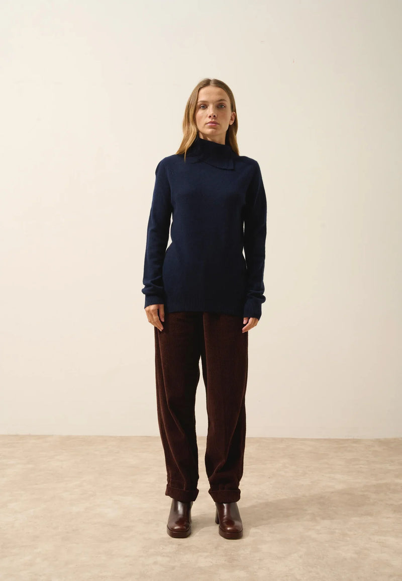Pull Col Roulé Boutonné - Dundee - Navy