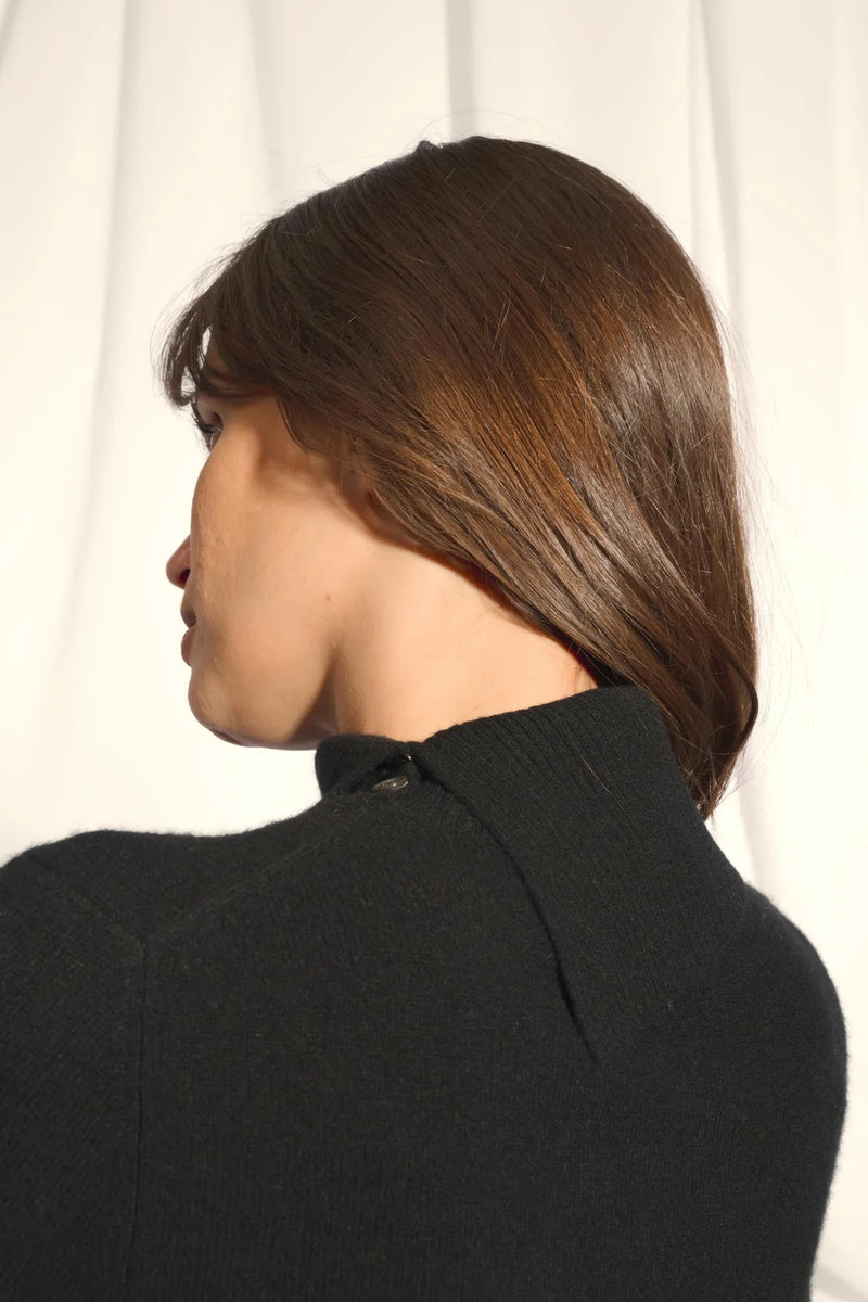 Pull Col Roulé Boutonné - Dundee - Noir