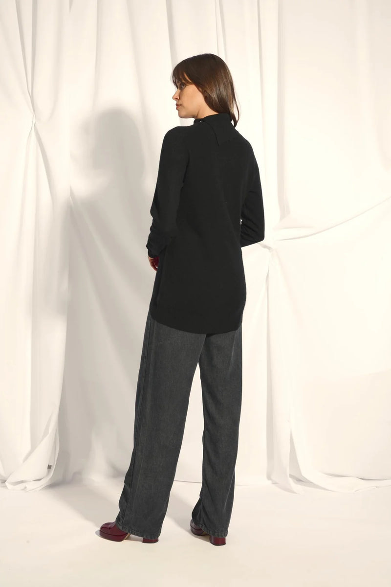 Pull Col Roulé Boutonné - Dundee - Noir