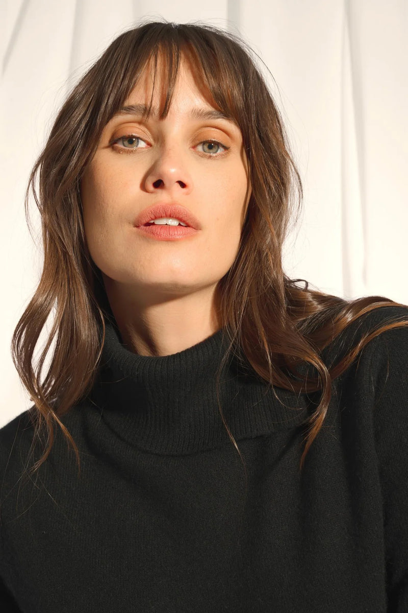 Pull Col Roulé Boutonné - Dundee - Noir