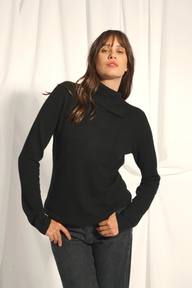 Pull Col Roulé Boutonné - Dundee - Noir