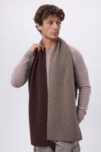 Echarpe Tres Épaiesse Double Face Bi Colore Duo - Noisette-Marron Chocolat - Mixte