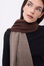Echarpe Tres Épaiesse Double Face Bi Colore Duo - Noisette-Marron Chocolat - Mixte
