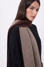 Echarpe Tres Épaiesse Double Face Bi Colore Duo - Noisette-Marron Chocolat - Mixte
