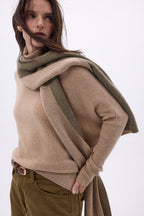 Echarpe Tres Épaiesse Double Face Bi Colore Duo - Beige Creme -Khaki Chine - Mixte