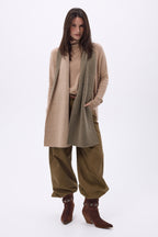 Echarpe Tres Épaiesse Double Face Bi Colore Duo - Beige Creme -Khaki Chine - Mixte