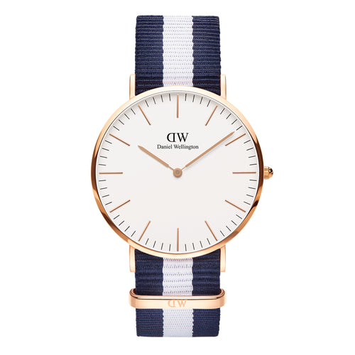 Reloj clásico de oro rosa blanco Glasgow