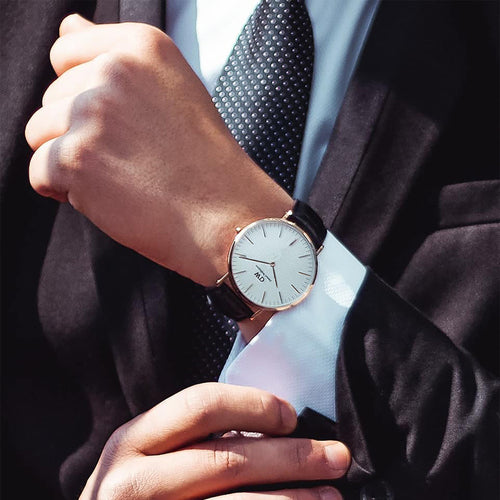Classic Sheffield White Rose Gold Watch