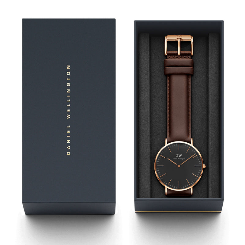 Classic Bristol Black Rose Gold Watch