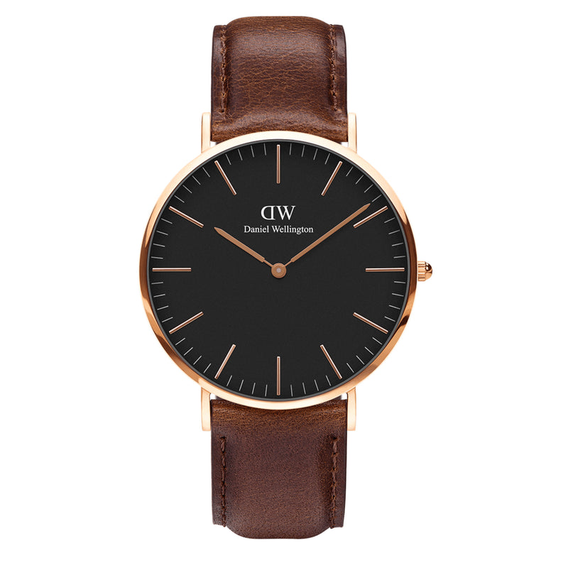 Classic Bristol Black Rose Gold Watch