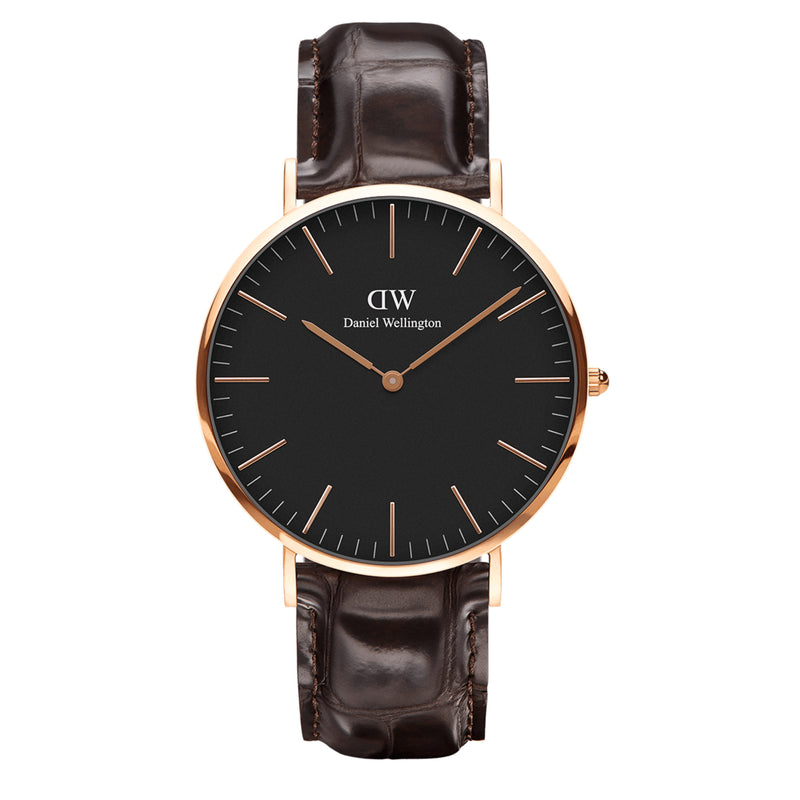 Classic York Black Rose Gold Watch