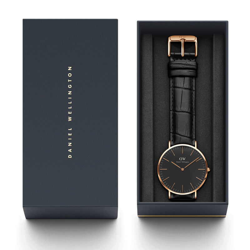 Classic Reading Black Rose Gold Watch