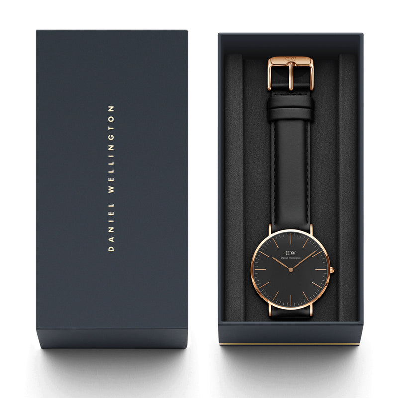 Classic Sheffield Black Rose Gold Watch