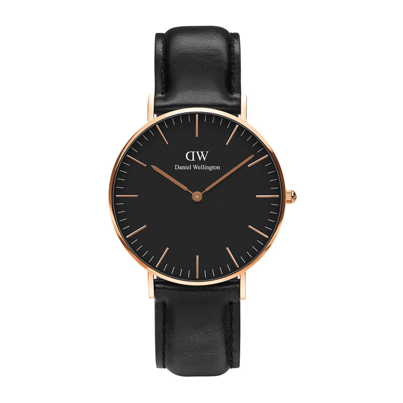 Classic Sheffield Black Rose Gold Watch