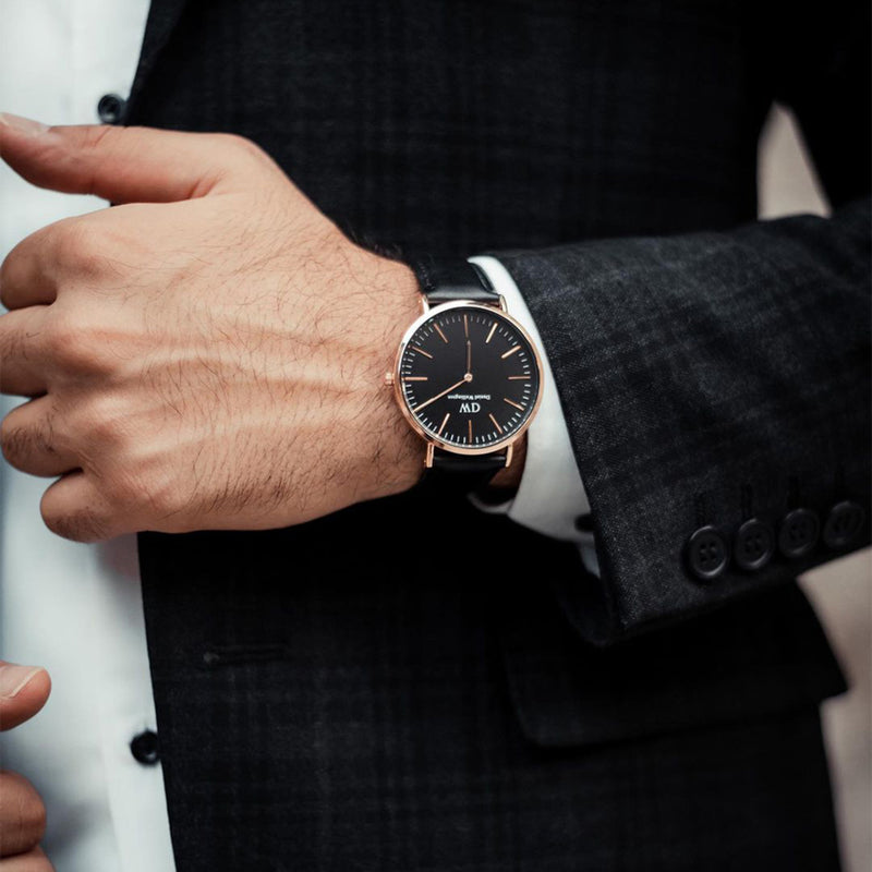 Classic Sheffield Black Rose Gold Watch