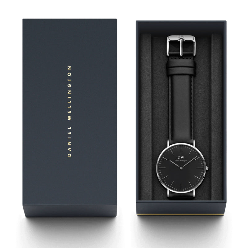 Reloj clásico Sheffield negro plateado