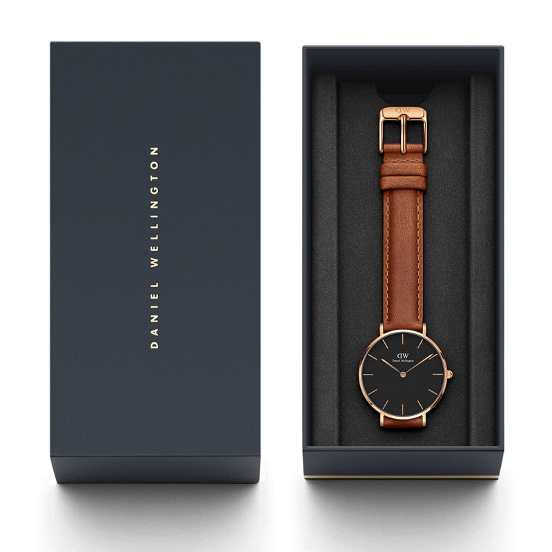 Reloj Petite Durham negro dorado rosa