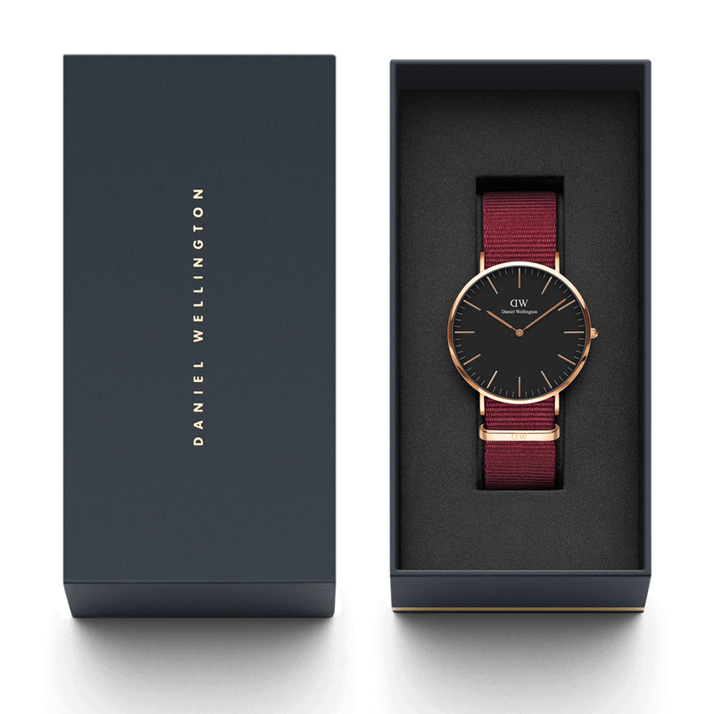 Reloj clásico Roselyn negro dorado rosa