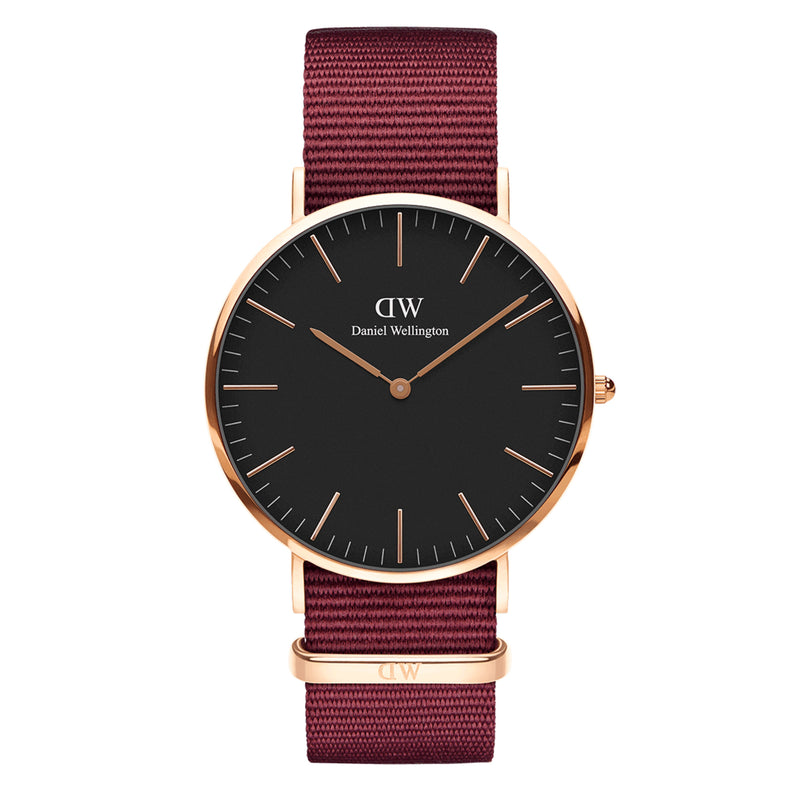 Reloj clásico Roselyn negro dorado rosa