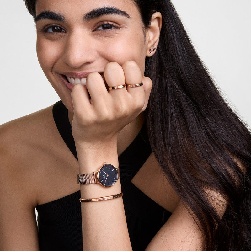 Montre Petite Melrose Black Rose Gold