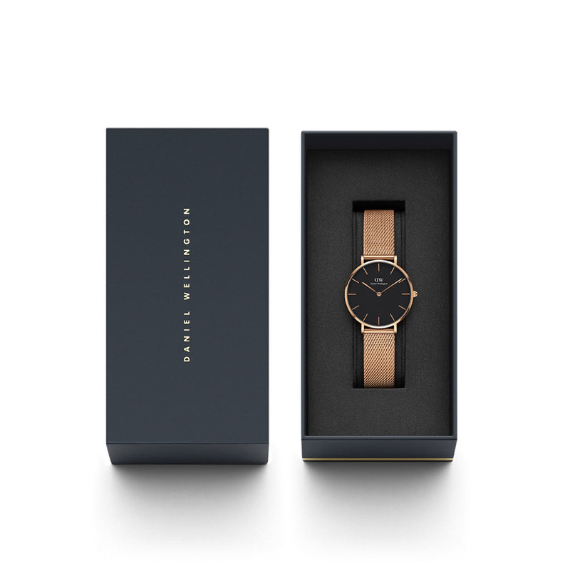 Montre Petite Melrose Black Rose Gold