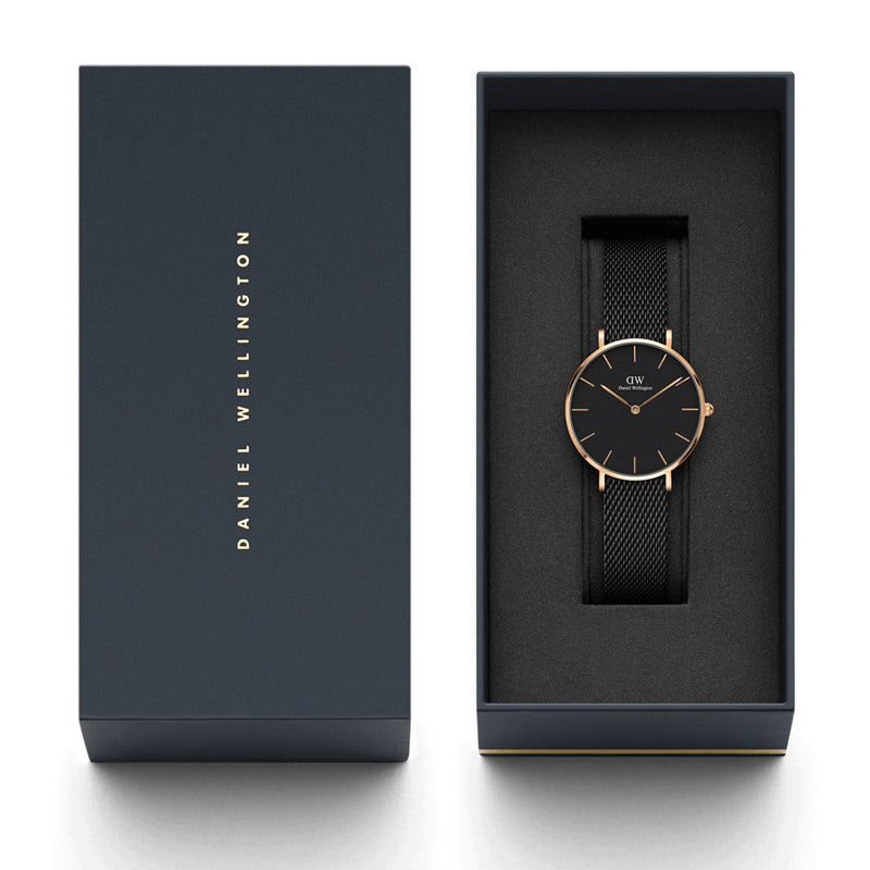 Petite Ashfield Black Rose Gold Watch