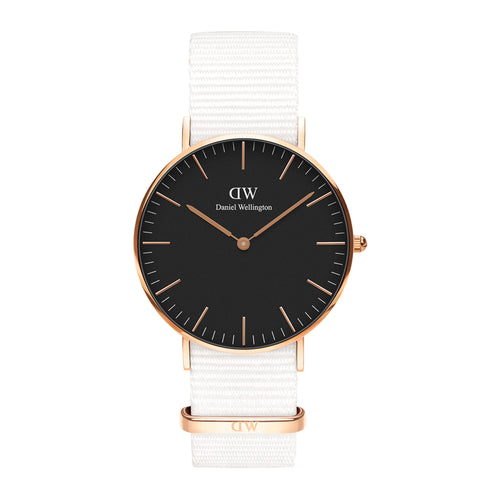 Reloj clásico Dover negro y oro rosa