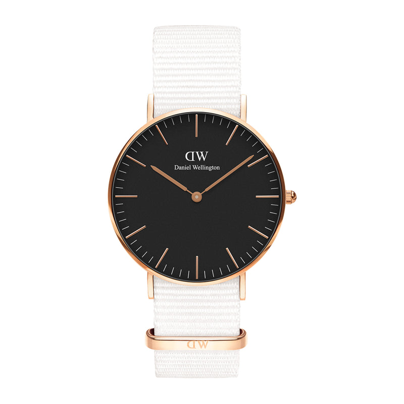 Reloj clásico Dover negro y oro rosa