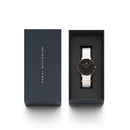 Reloj clásico Dover negro y oro rosa