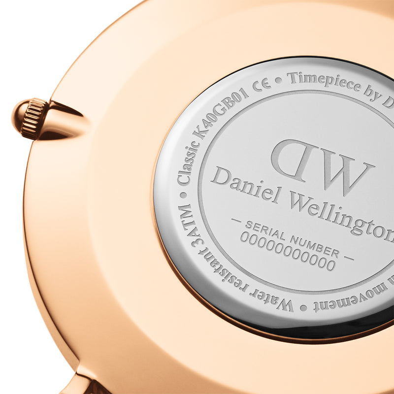 Reloj clásico Rosewater blanco dorado rosa
