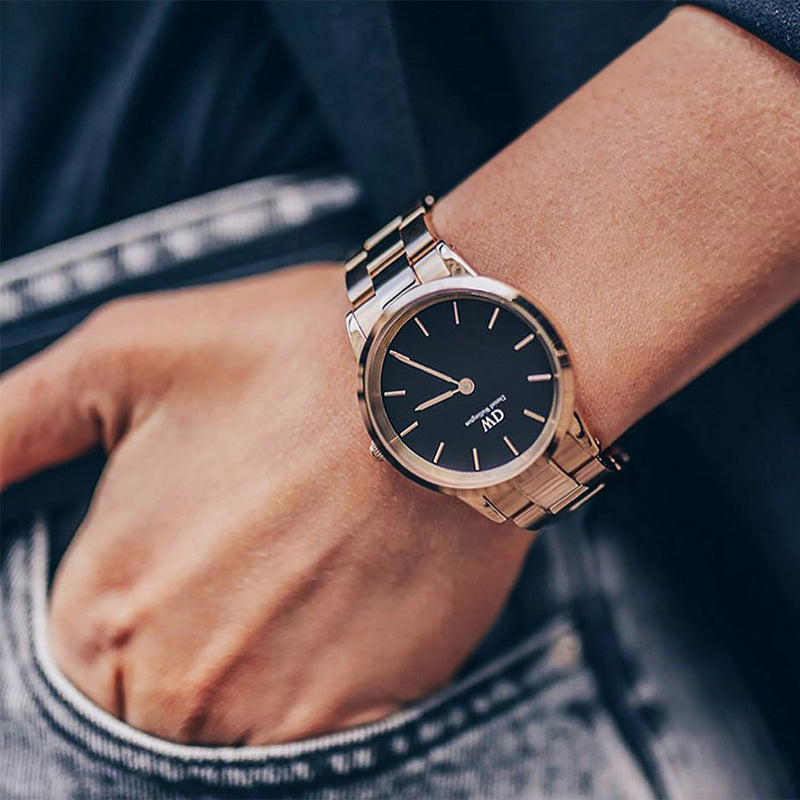 Reloj Iconic Link Negro Oro Rosa