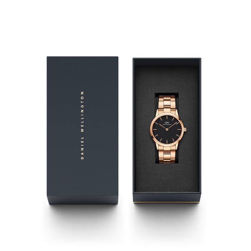 Reloj Iconic Link Negro Oro Rosa