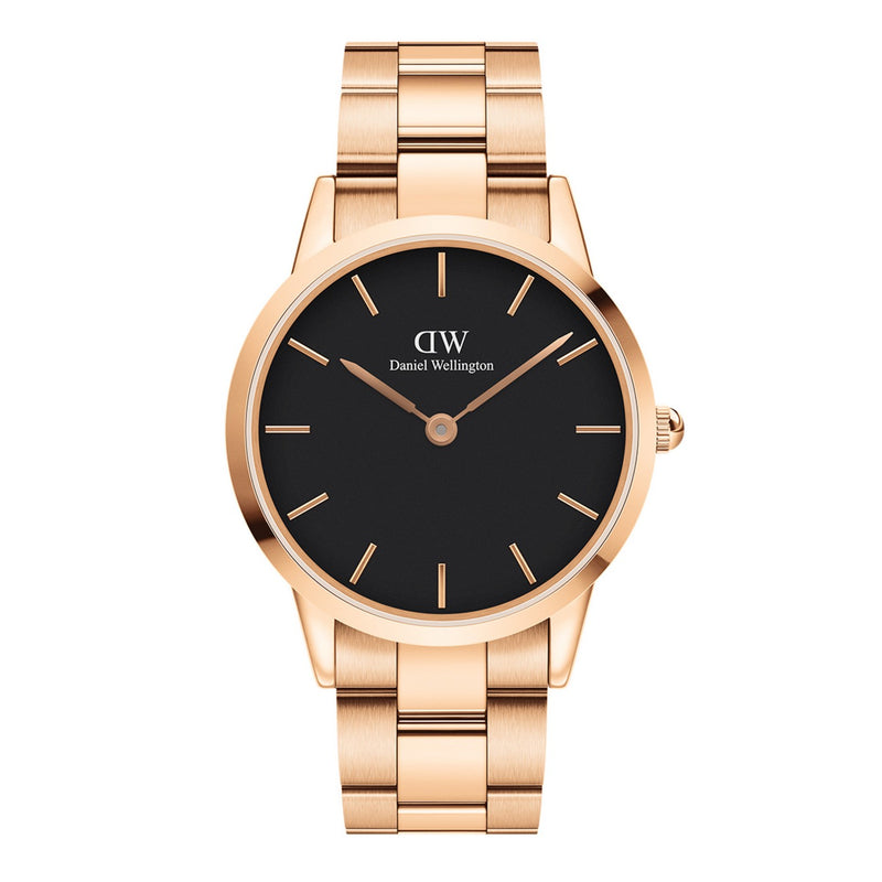 Reloj Iconic Link Negro Oro Rosa