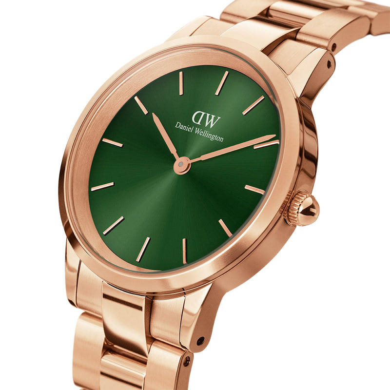 Iconic Link Emerald Green Rose Gold Watch