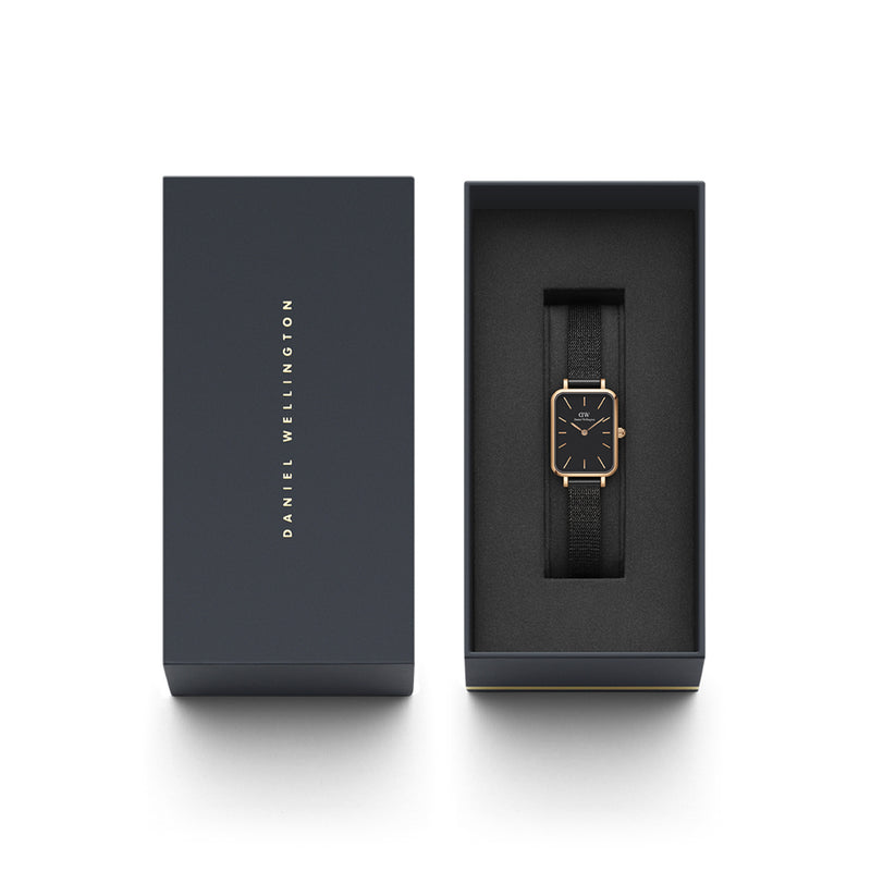 Quadro Pressed Ashfield Black Rose Gold Watch