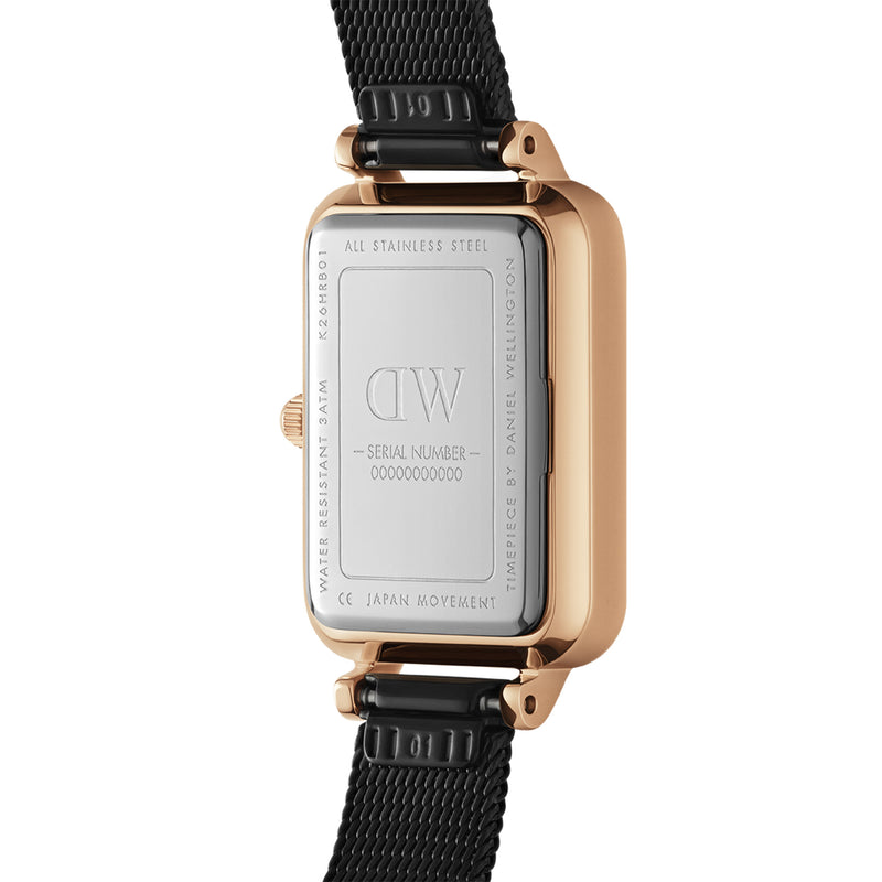 Quadro Pressed Ashfield Black Rose Gold Watch