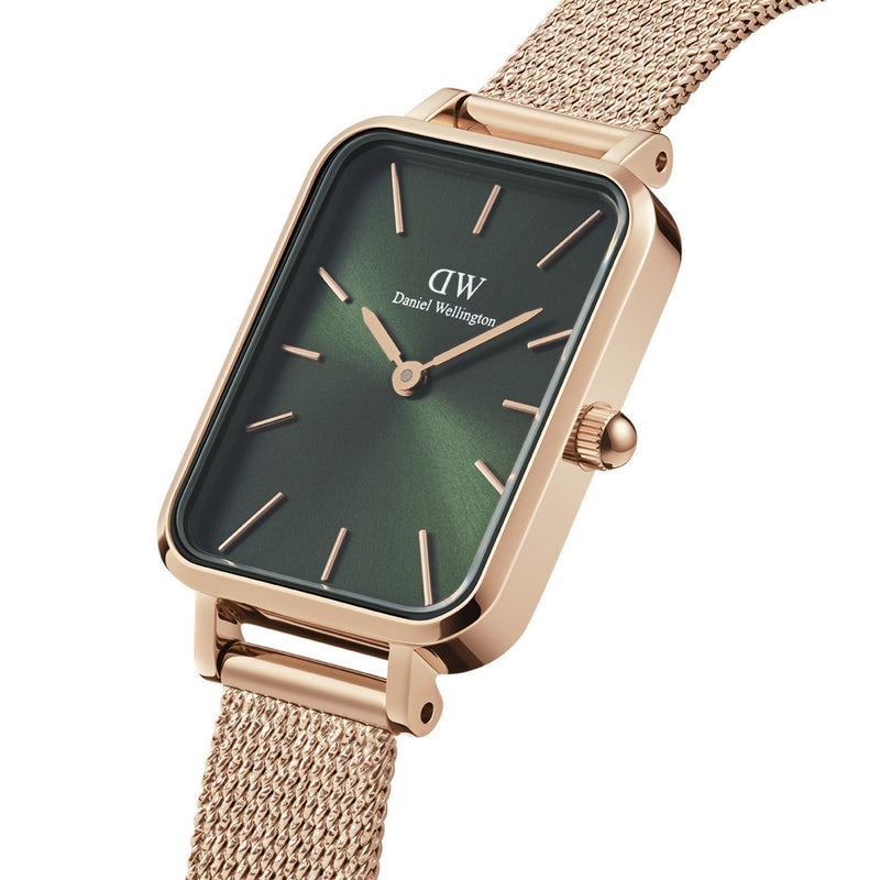 Montre Quadro Pressed Melrose Emerald Green Rose Gold