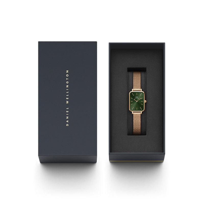 Montre Quadro Pressed Melrose Emerald Green Rose Gold