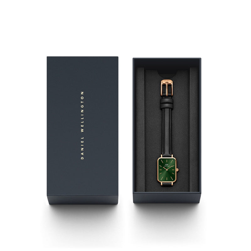 Reloj Quadro Pressed Sheffield de oro rosa verde esmeralda