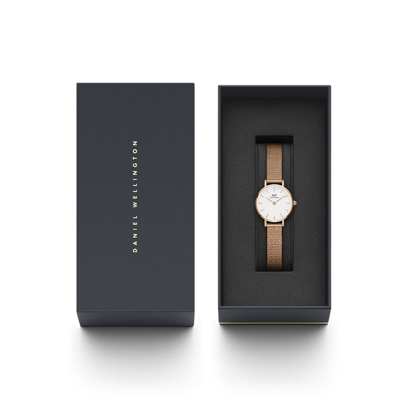 Petite Pressed Melrose White Rose Gold Watch
