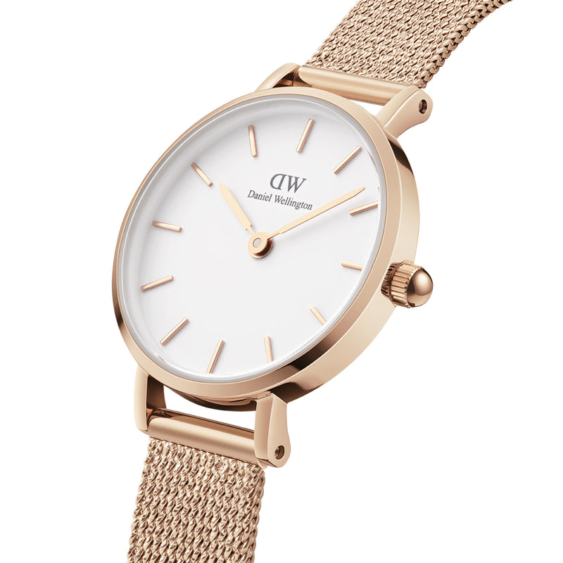 Petite Pressed Melrose White Rose Gold Watch