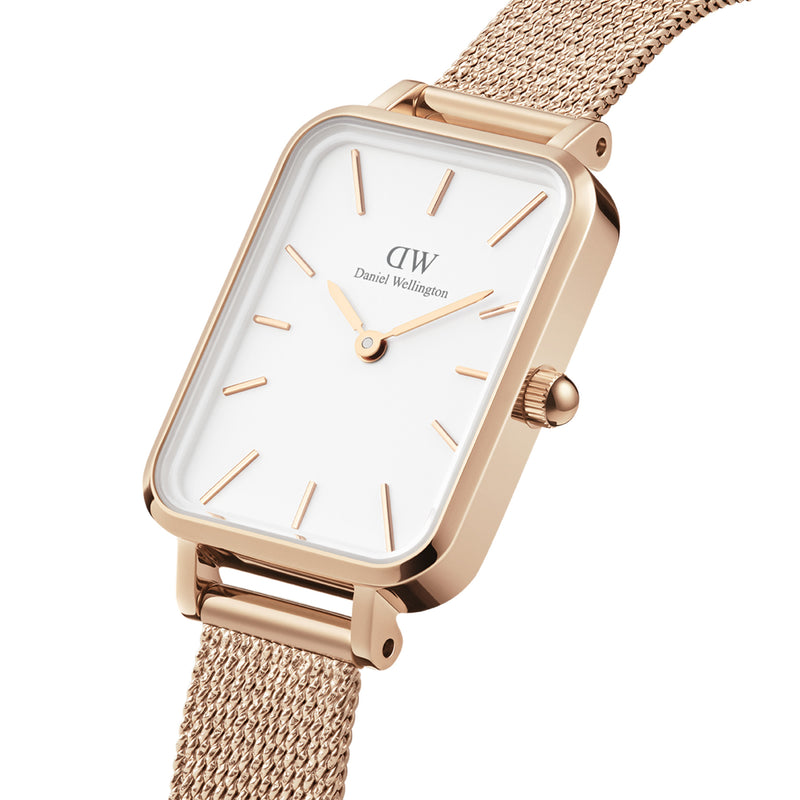 Reloj Quadro Pressed Melrose en oro rosa y blanco