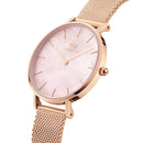 Reloj Petite Melrose Pearl de nácar rosa en oro rosa