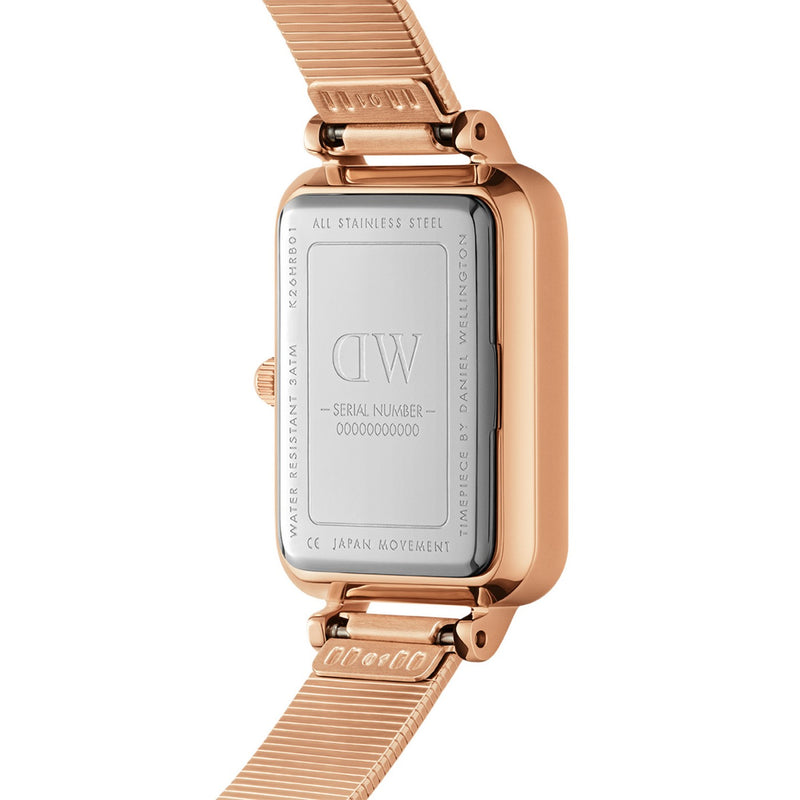 Reloj Quadro Lumine de nácar negro piano prensado en oro rosa